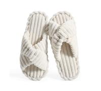 Star Vibe Women's Memory Foam Plush Slippers Ladies Fluffy Indoor Outdoor House Open Toe Slippers For Women Beige M