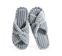 Star Vibe Women's Memory Foam Plush Slippers Ladies Fluffy Indoor Outdoor House Open Toe Slippers For Women Grey M