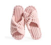 Star Vibe Women's Memory Foam Plush Slippers Ladies Fluffy Indoor Outdoor House Open Toe Slippers For Women Pink L