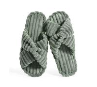 Star Vibe Women's Memory Foam Plush Slippers Ladies Fluffy Indoor Outdoor House Open Toe Slippers For Women Green S