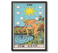 Star Vintage Tarot Art Print, Spiritual Wall Art Poster, Retro Mystical Bedroom Home Decor, A2 (Black Frame) - 62.5x45.1cm