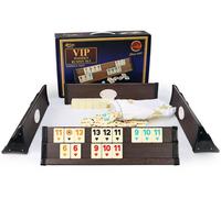 Star VIP Compact Wooden Rummy Set VIP OKEY with Melamine Tiles Dark