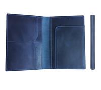 STAR VISTA Albatross Leather Travel Passport Holder, Minimalist Design, Full Grain Leather Case for Women and Men - Slim Passport Wallet, Bifold, RFID Blocking, Navy Blue