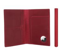 STAR VISTA Albatross Leather Travel Passport Holder, Minimalist Design, Full Grain Leather Case for Women and Men - Slim Passport Wallet, Bifold, RFID Blocking, with AirTag Holder, Crimson Red