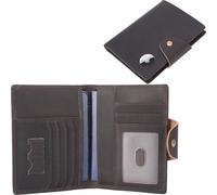 STAR VISTA Carmen Leather Passport Wallet, Dual Bifold Cash Pockets, RFID Blocking, ID Window, 6 Card Slots, Coin Pocket, SIM Slots, AirTag Slots, Dark Brown