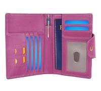 STAR VISTA Carmen Leather Passport Wallet, Dual Bifold Cash Pockets, RFID Blocking, ID Window, 6 Card Slots, SIM Slots, AirTag Slots, Violet with AirTag Slot, Multifunctional Design