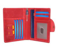 STAR VISTA Carmen Leather Passport Wallet, Dual Bifold Cash Pockets, RFID Blocking, ID Window, 6 Card Slots, SIM Slots, AirTag Slots, Crimson with AirTag Slot, Multifunctional Design