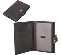 STAR VISTA Cosimo Leather Passport Holder for Exquisite Voyagers or Pilots, Transparent Windows for Travel Document & Dual IDs, RFID Blocking, Dark Brown with AirTag Slot, Multifunctional Design