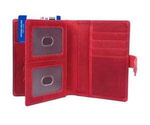STAR VISTA Cosimo Leather Passport Holder for Exquisite Voyagers or Pilots, Transparent Windows for Travel Document & Dual IDs, RFID Blocking, Crimson with AirTag Slot, Multifunctional Design
