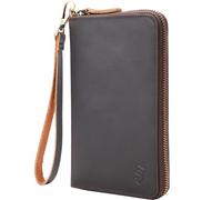 STAR VISTA Elio Full Grain Leather Passport Wallet for Couples, Large Travel Document Organizer for Exquisite Voyagers, RFID Blocking, AirTag Track, Dark Brown