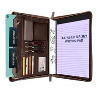 STAR VISTA Flamingo Full Grain Cowhide Leather Portfolio Padfolio, Dual YKK Zippers, Notebook Binder for A4/Pad, Sleeve for 13" Tablet & 6.8" Phone, Business, Meeting or Travel Mate, Lefty Friendly