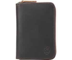 STAR VISTA Gino Full Grain Leather Passport Wallet, Zippered Travel Document Organizer for Exquisite Voyagers, RFID Blocking, AirTag Track, Dark Brown
