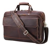 STAR VISTA Matteo Pro Large 18" Laptop Messenger Bag, Full Grain Leather Briefcase for Men, Business Travel, YKK Zippers and Brass Hardware, Fits 17.3" Laptop, Dark Brown