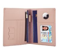 STAR VISTA Phoenix Leather Passport Holder, Slim Bifold Travel Wallet -RFID Blocking, Coin Pocket, Card Slots, SIM Slots, Pale Pink Calfskin AirTag, Slim