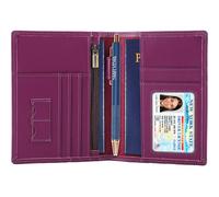 STAR VISTA Phoenix Leather Passport Holder, Slim Bifold Travel Wallet -RFID Blocking, Coin Pocket, Card Slots, SIM Slots, Violet Calfskin, Slim