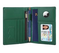 STAR VISTA Phoenix Leather Passport Holder, Slim Bifold Travel Wallet -RFID Blocking, Coin Pocket, Card Slots, SIM Slots, Mint Calfskin AirTag, Slim