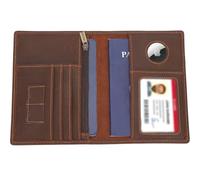 STAR VISTA Phoenix Leather Passport Holder, Slim Bifold Travel Wallet -RFID Blocking, Coin Pocket, Card Slots, SIM Slots, Brown with AirTag Slot, Minimalist Design