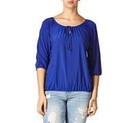 Star Vixen Women's 3/4 Sleeve Peasant Elastic-Hem Keyhole-tie Top Blouse, Royal, Medium