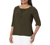 Star Vixen Women's 3/4 Sleeve Peasant Top Blouse, Olive, X-Large
