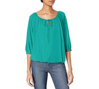 Star Vixen Women's 3/4 Sleeve Peasant Top Blouse, Teal, Small Petite