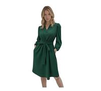 Star Vixen Women's Dress with Long Sleeves, Front Shoulder Yoke and Notch Neckline Business Casual, Hunter, S