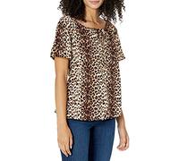 Star Vixen womens8220-IT-PPetite Short/Slit Sleeve Keyhole-tie Peasant Top Bubble Hem Short Sleeve Blouse - Multi - X-Large Petite