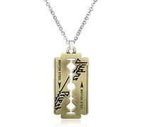 Star.W Fashion Music Band Judas Priest Necklace Razor Blade Pendant For Men Chain Link 24Inch Necklaces Friendship Males Jewelry