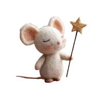 Star Wand Felt Mice, 4X8CM Cute Felt Mouse Christmas Decoration, Handmade Star Wands Felting Mouse Ornaments, Mini Needle Felted Christmas Mice Animal Doll Figurines, for Home Decor