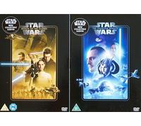 STAR WARS 1 & 2 NEW IMPROVED PICTURE QUALITY EDITIONS / 1. STAR WARS EPISODE I - THE PHANTOM MENACE (PREQUEL PART 1) / 2. EPISODE II - ATTACK OF THE CLONES (PREQUEL PART 2) = 2x UK DVD SET