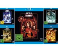 Star Wars 1-3 Trilogie (Teil 1+2+3) Dunkle Bedrohung + Angriff der Klonkrieger + Rache der Sith + Rogue One + Solo (A Star Wars Story) [Blu-ray]