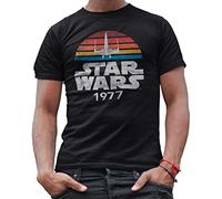STAR WARS 1977 Logo Rainbow X-Wing Men's Adult T-Shirt, Premium Black, XXL