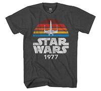 STAR WARS 1977 Logo Rainbow X-Wing Men's Adult T-Shirt, Premium Heather Charcoal, XXXXL