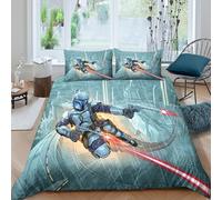 Star Wars 3D Print Mandalorian Duvet Cover Comforter Covers Quilt Cover for Teens And Adults Bedding Set Soft Microfiber with Pillow Cases with Zipper Closure 3 Pieces King(220x240cm)