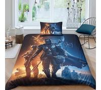 Star Wars 3D Print Mandalorian Duvet Cover Comforter Covers Quilt Cover for Teens And Adults Bedding Set Soft Microfiber with Pillow Cases with Zipper Closure 3 Pieces Single（135x200cm）