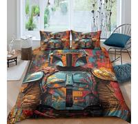 Star Wars 3D Print Mandalorian Quilt Cover for Boys Girls Comforter Covers Duvet Cover with Zipper Closure Bedding Set with Pillow Cases Soft Microfiber 3 Pieces King(220x240cm)