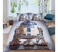 Star Wars 3D Print R2-D2 Duvet Cover Comforter Covers Quilt Cover for Teens And Adults Bedding Set Soft Microfiber with Pillow Cases with Zipper Closure 3 Pieces King(220x240cm)
