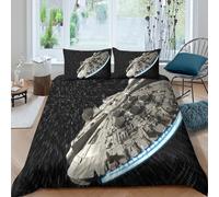 Star Wars 3D Printed Millennium Falcon Quilt Cover for Boys Girls Comforter Covers Duvet Cover Soft Microfiber with Pillow Cases with Zipper Closure Bedding Set 3 Pieces Double（200x200cm）