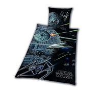 Star Wars 8 Death Star Rey Finn Tico Yoda bed linen, smooth, 135 x 200 cm