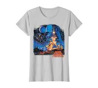 Star Wars A New Hope Classic Vintage Poster T-Shirt C2 T-Shirt, Women, Silver Grey, Large