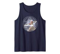 Star Wars Ahsoka Part 5 White Costume Lightsabers & Star-Map Tank Top, Men, Navy Blue, Large