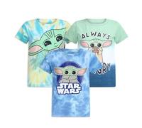 STAR WARS Baby Yoda Boys 3 Pack T-Shirts for Infant, Toddler and Little Kids Blue/Green/White, Tie Dye Multi Color, XX-Small