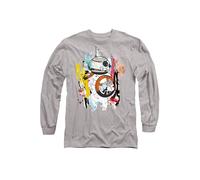 Star Wars BB8 Abstract Long Sleeve T-Shirt, Athletic Heather Star Wars Light Grey M