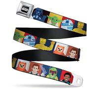 Star Wars Belt, Seatbelt Buckle Belt, Star Wars Classic Character Pose Blocks Multi Color, Adjustable, Multi-color, 1.0" Wide - Fits Pant Size 20-36