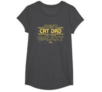 Star Wars Best Cat Dad in The Galaxy Birthday Father’s Day T-Shirt, Girls, Dark Heather Grey, Medium