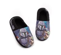Star Wars The Mandalorian Slippers for Boys Kids Baby Yoda Character House Shoes Movie Merchandise for Him | Foam Slip On 1 UK Black