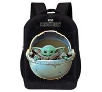 STAR WARS BLACK MANDALORIAN BACKPACK - STAR WARS 18 INCH AIR MESH PADDED BAG (Star Wars Mando The Child)