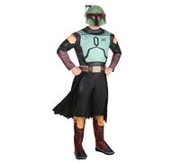 STAR WARS Boba Fett Official Adult Halloween Costume - Padded Jumpsuit with Plastic Mask - Adult Medium