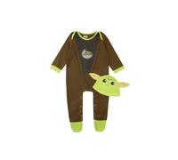 Star Wars Boy's Baby The Mandalorian Grogu Sleepsuit & Hat Set in Brown | Size: 9-12 m Star Wars Brown 9-12 m
