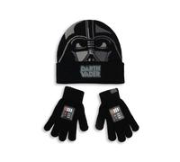 Star Wars Darth Vader Boys Black Beanie and Gloves Set | Warm Winter Accessories for Kids | Movie Character Merch Fans Merch