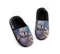 Star Wars The Mandalorian Slippers for Boys Kids Baby Yoda Character House Shoes Movie Merchandise for Him | Foam Slip On 3 UK Black
